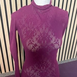 FREE PEOPLE MAROON MESH TOP